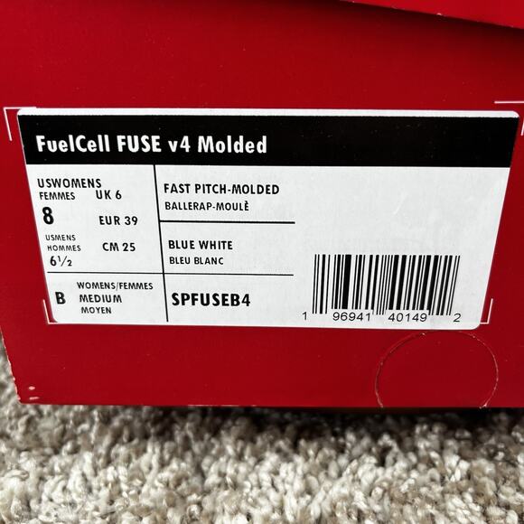 Size 8 - New Balance Women’s FuelCell Fuse V4 Molded Softball Shoe Blue White - Picture 11 of 12